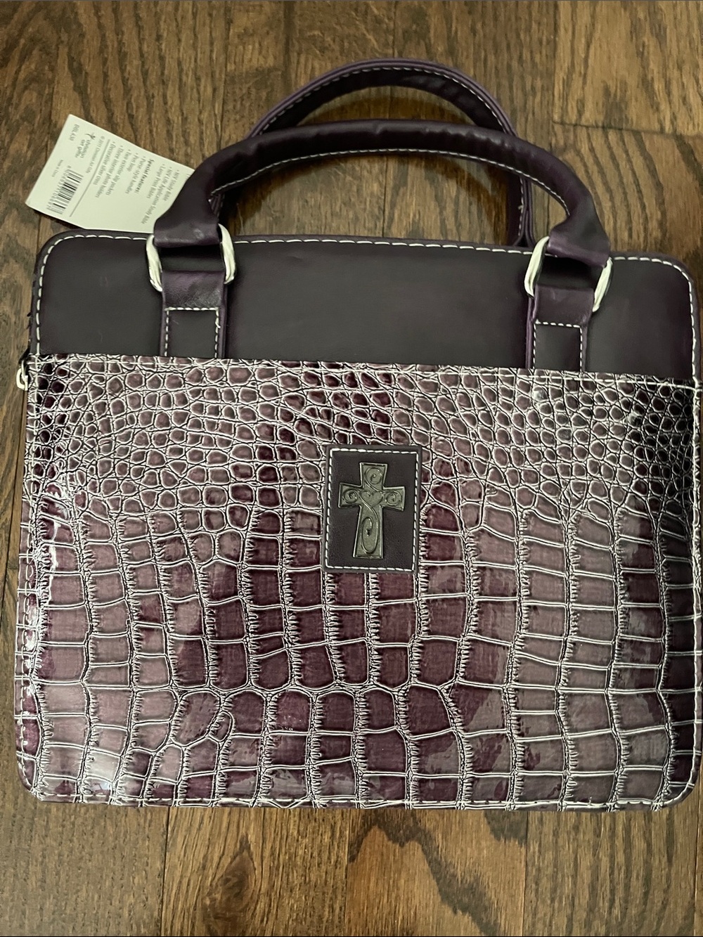 Womens Croc-Embossed Travel Case in Plum